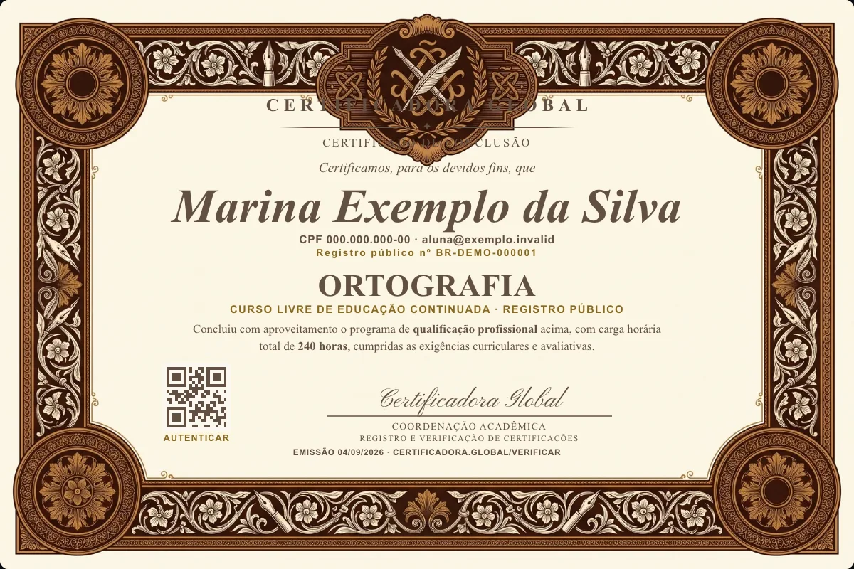 Capa do curso Ortografia