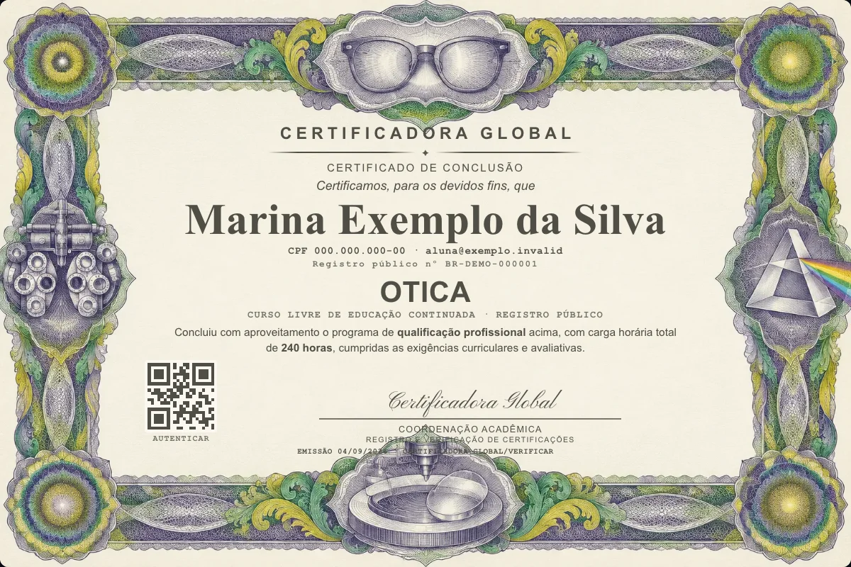 Capa do curso Otica