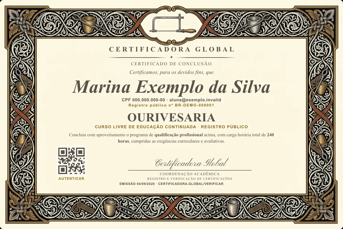 Capa do curso Ourivesaria