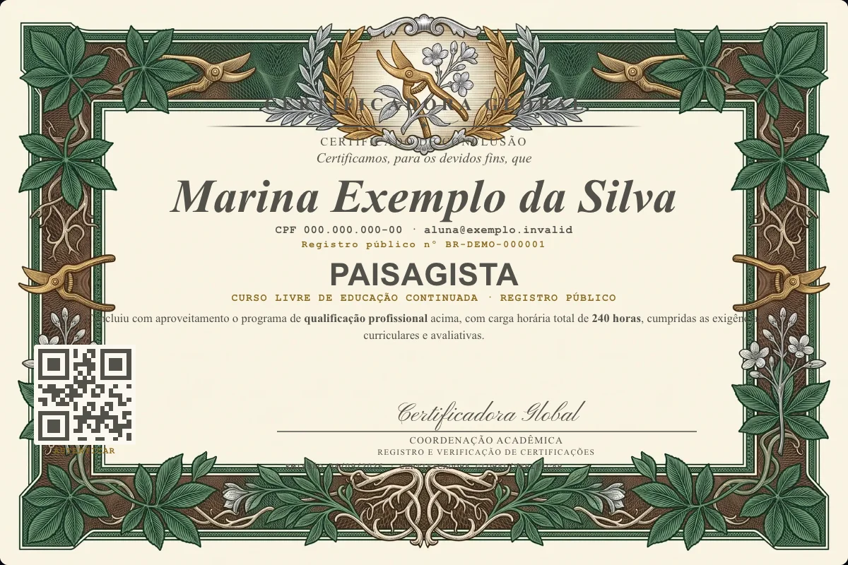Capa do curso Paisagista