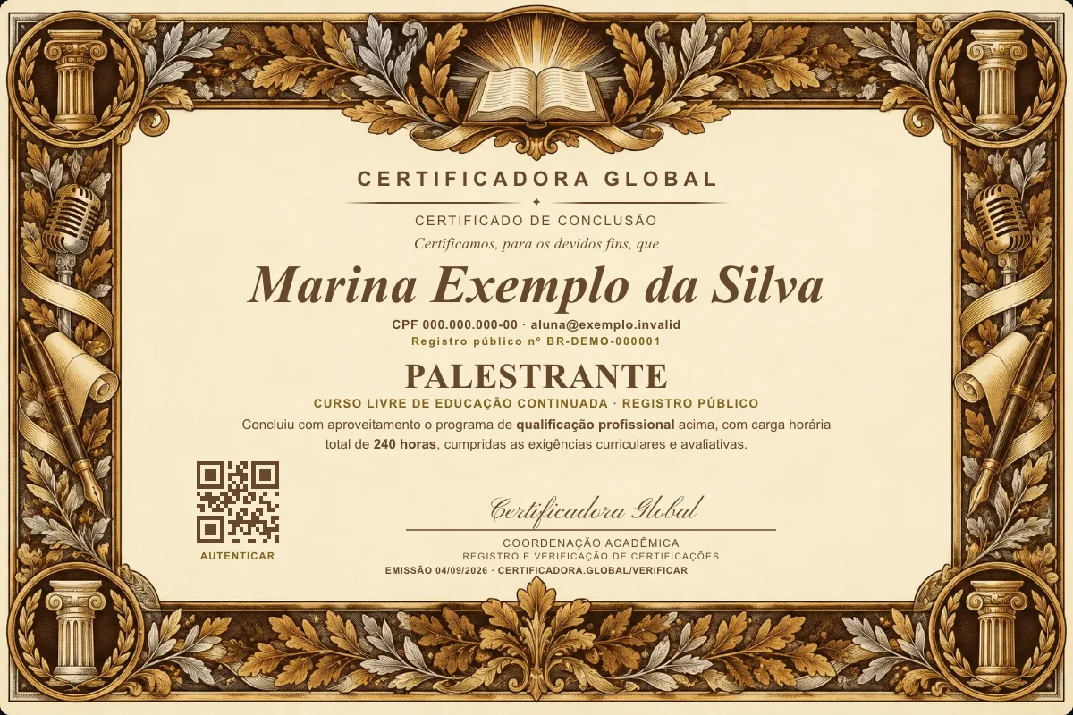 Capa do curso Palestrante