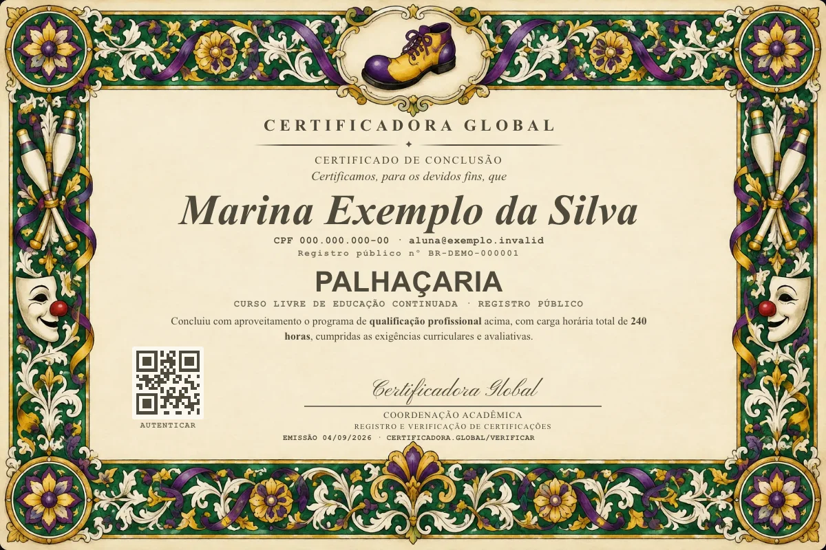 Capa do curso Palhaçaria
