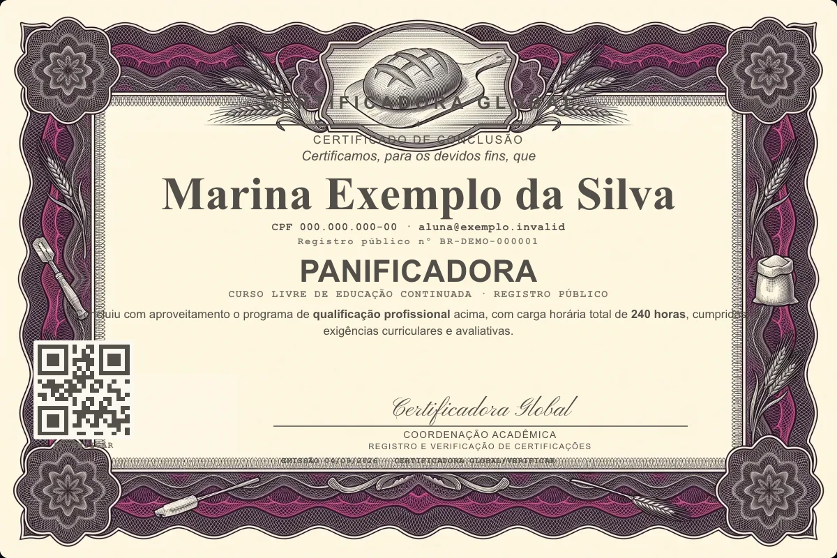 Capa do curso Panificadora