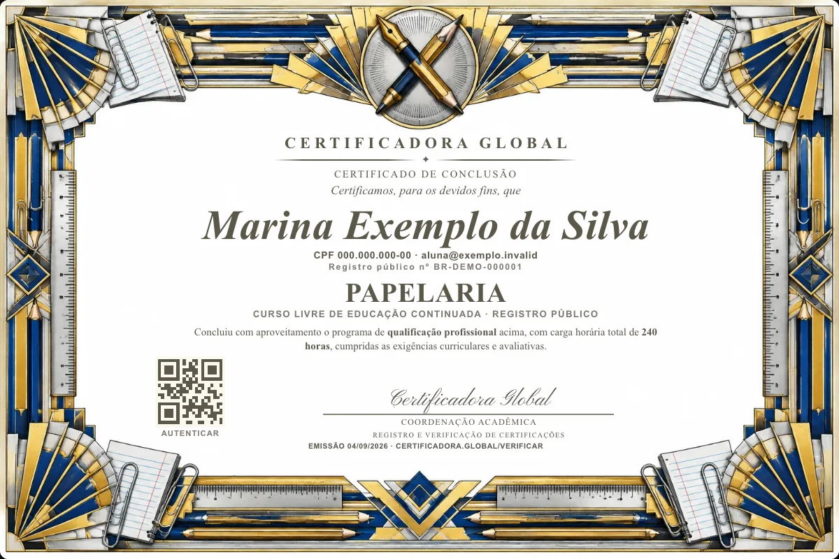 Capa do curso Papelaria
