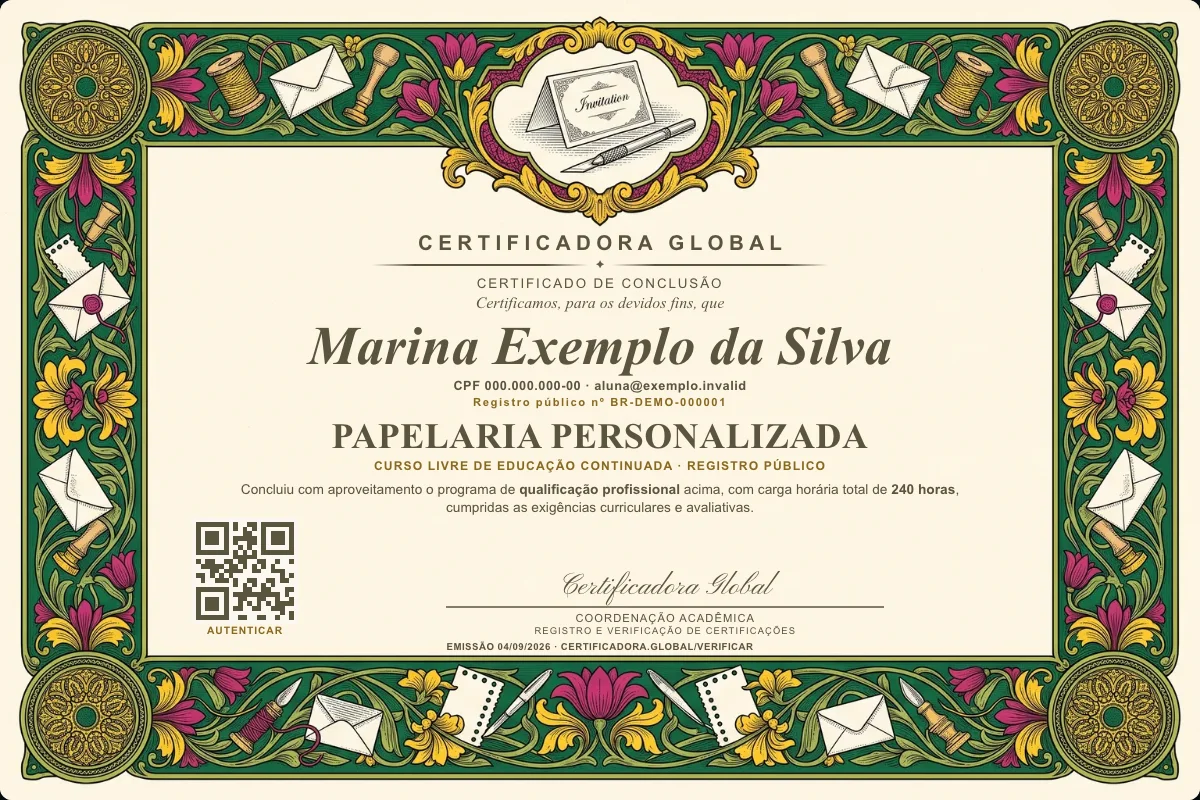 Capa do curso Papelaria Personalizada