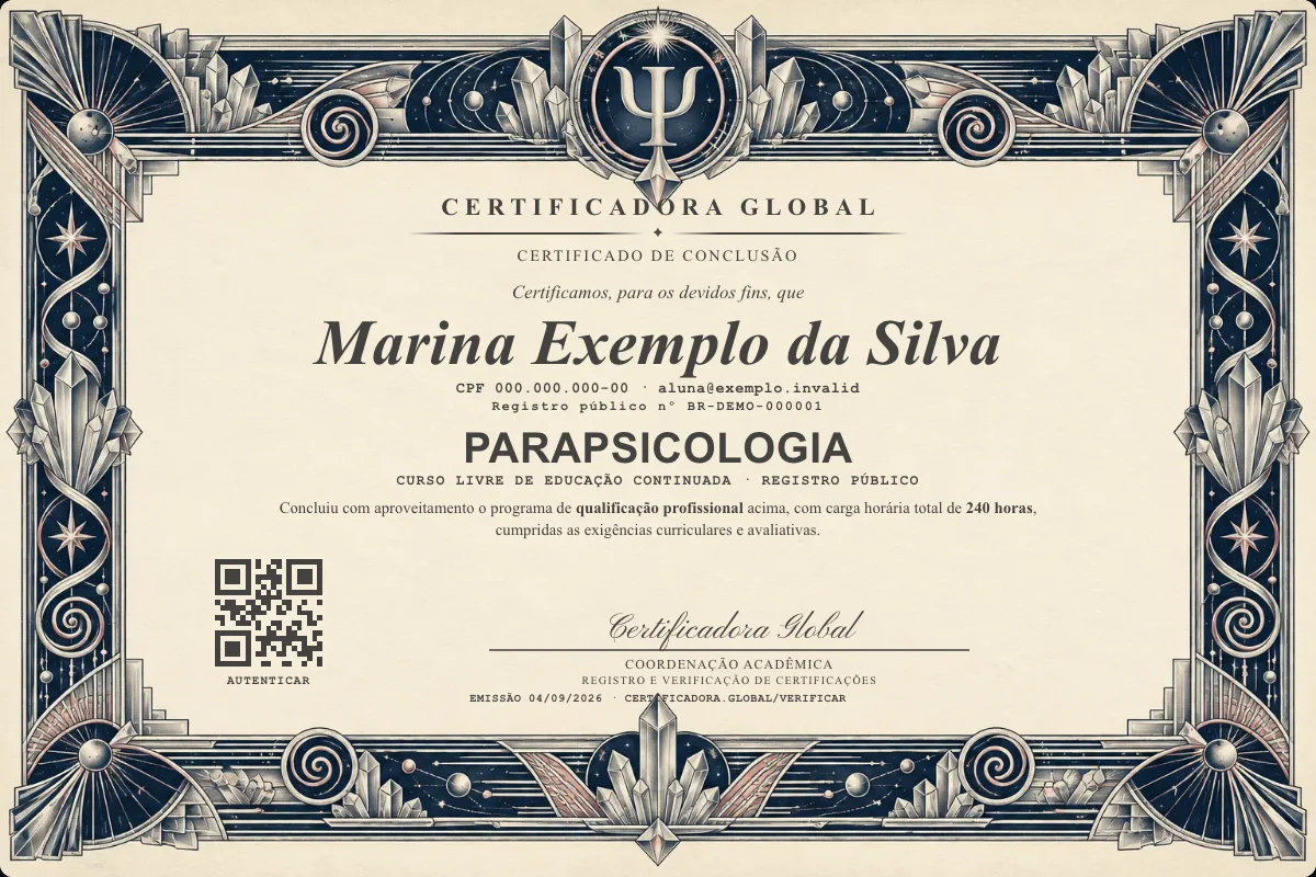 Capa do curso Parapsicologia