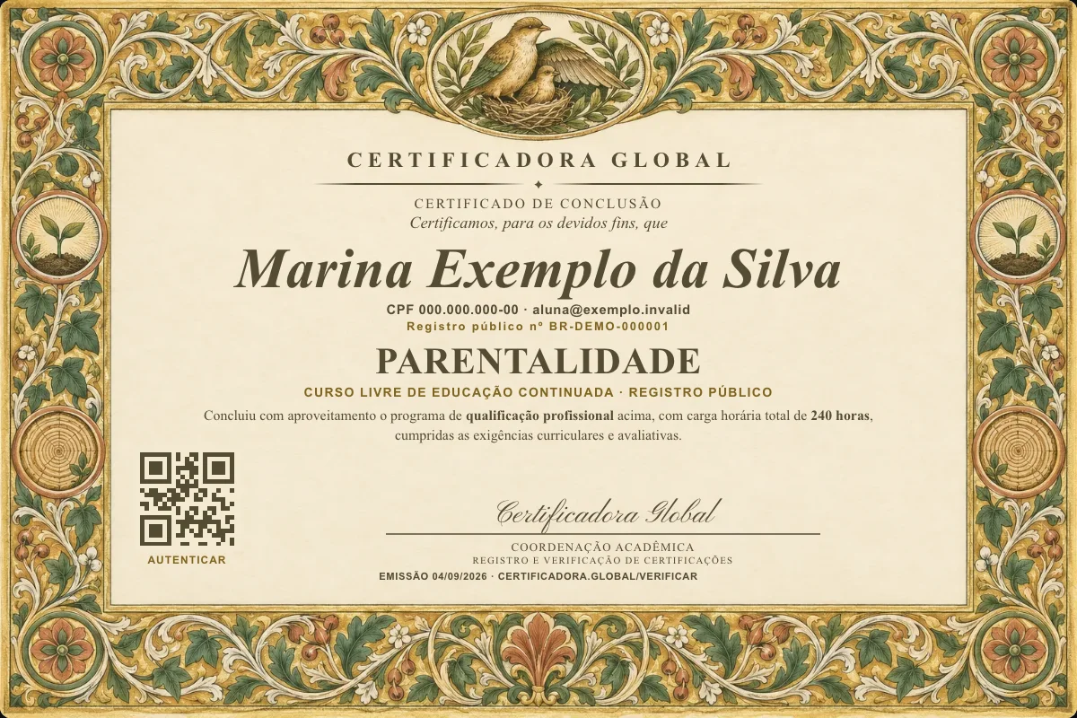 Capa do curso Parentalidade
