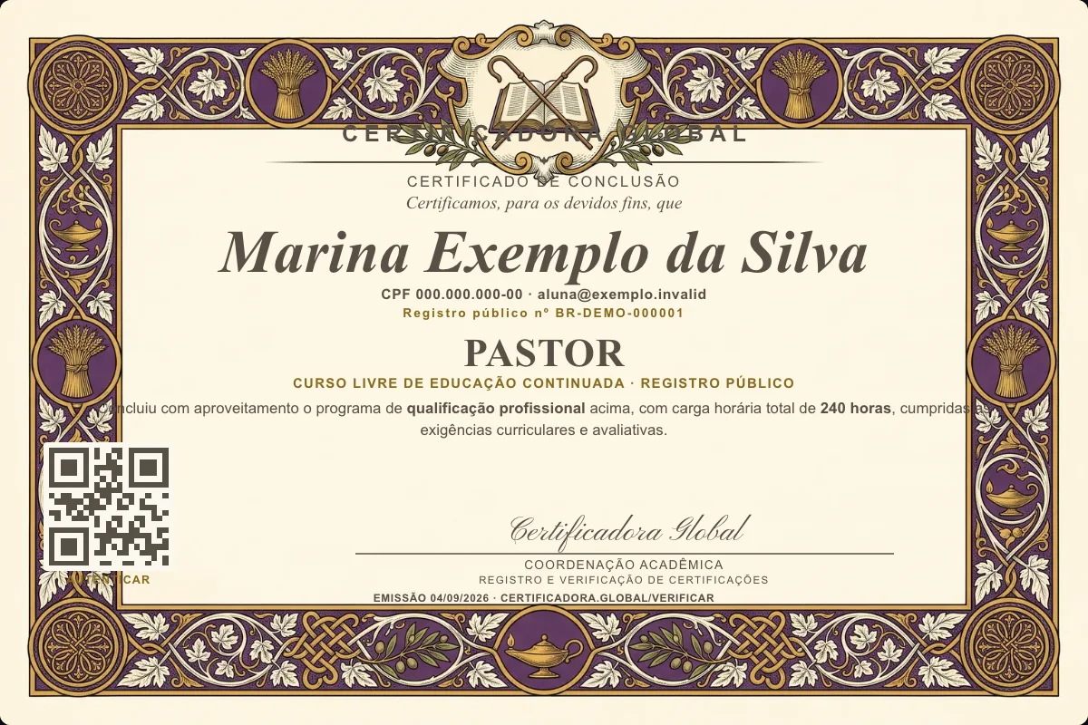 Capa do curso Pastor