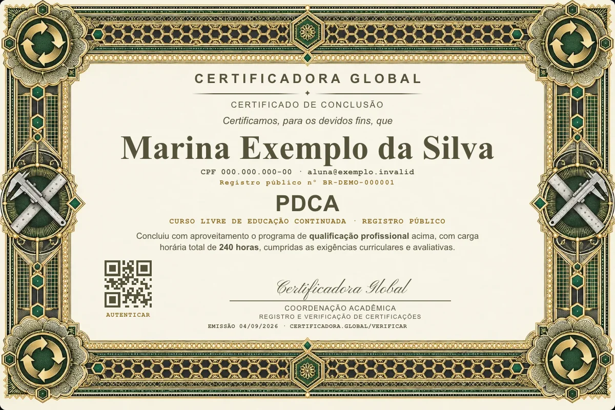 Capa do curso Pdca