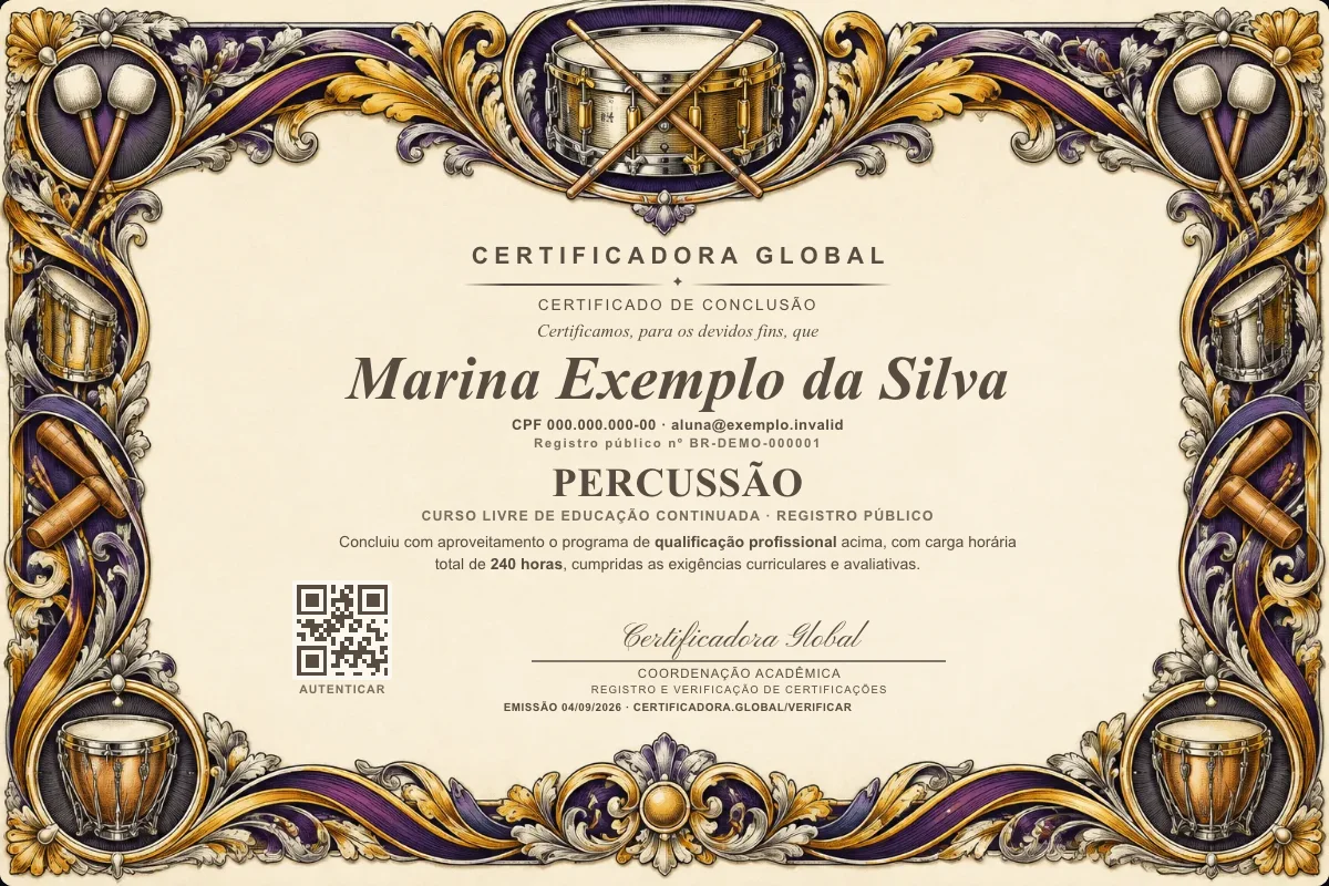 Capa do curso Percussão