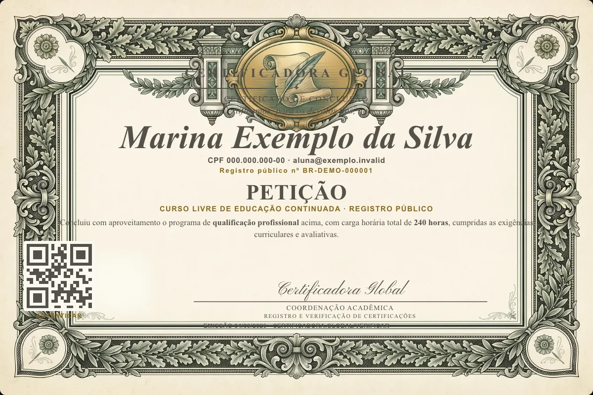 Capa do curso Petição