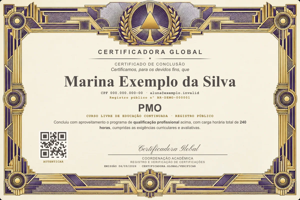 Capa do curso Pmo