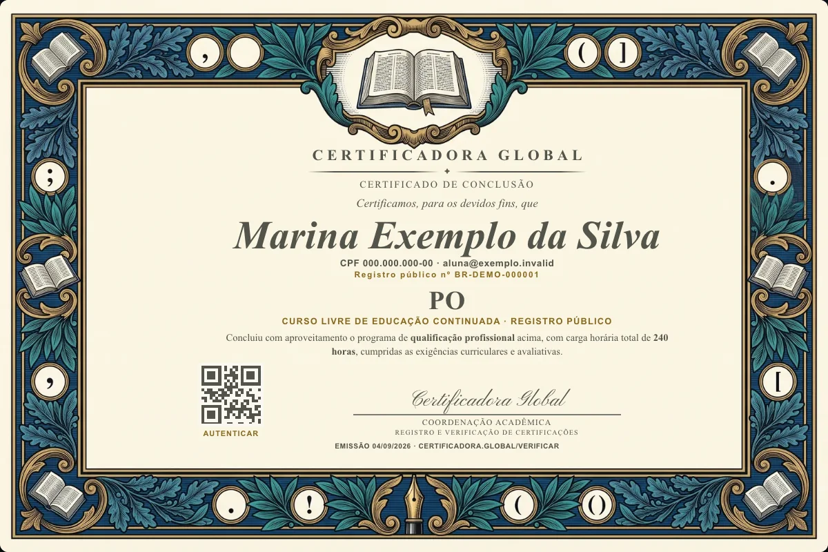 Capa do curso Po