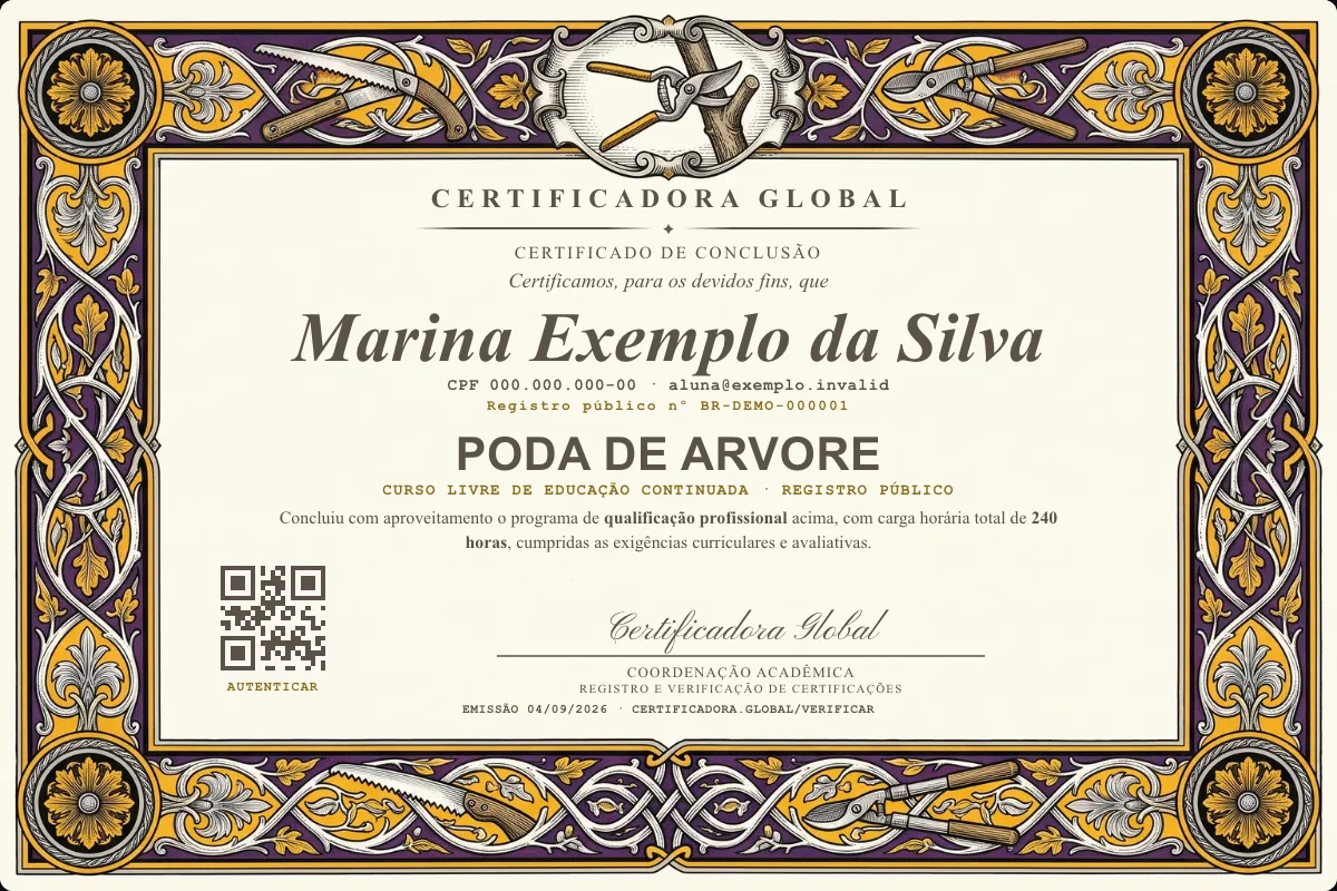 Capa do curso Poda de Arvore