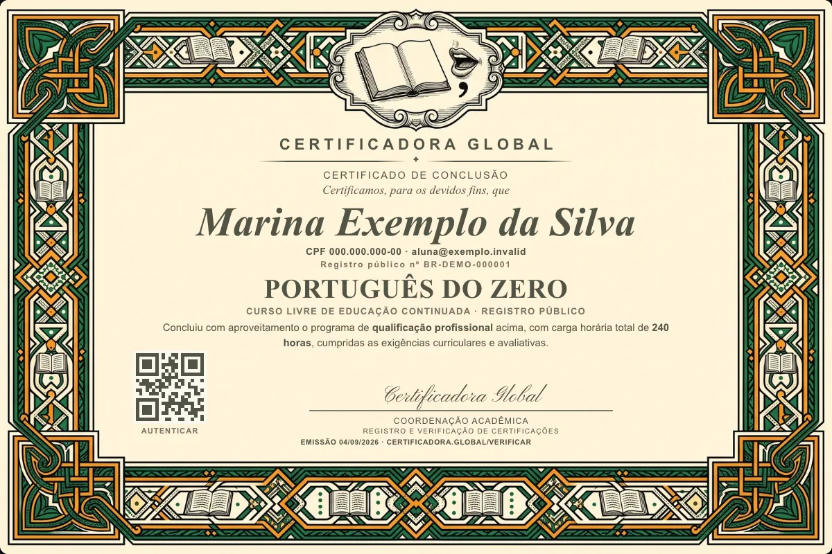 Capa do curso Português do Zero