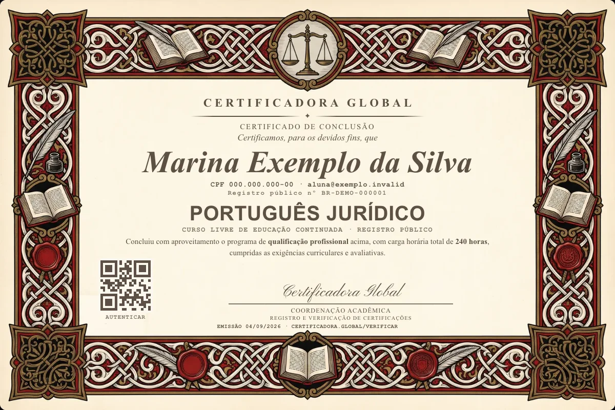 Capa do curso Português Jurídico