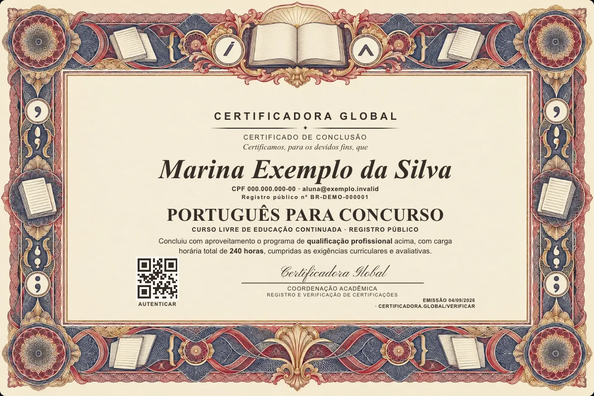Capa do curso Português para Concurso