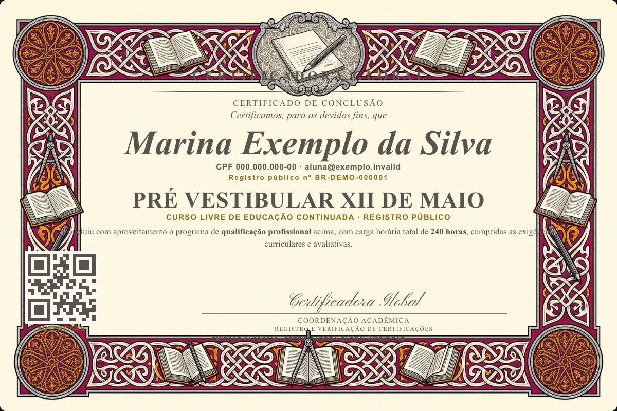 Capa do curso Pré Vestibular Xii de Maio