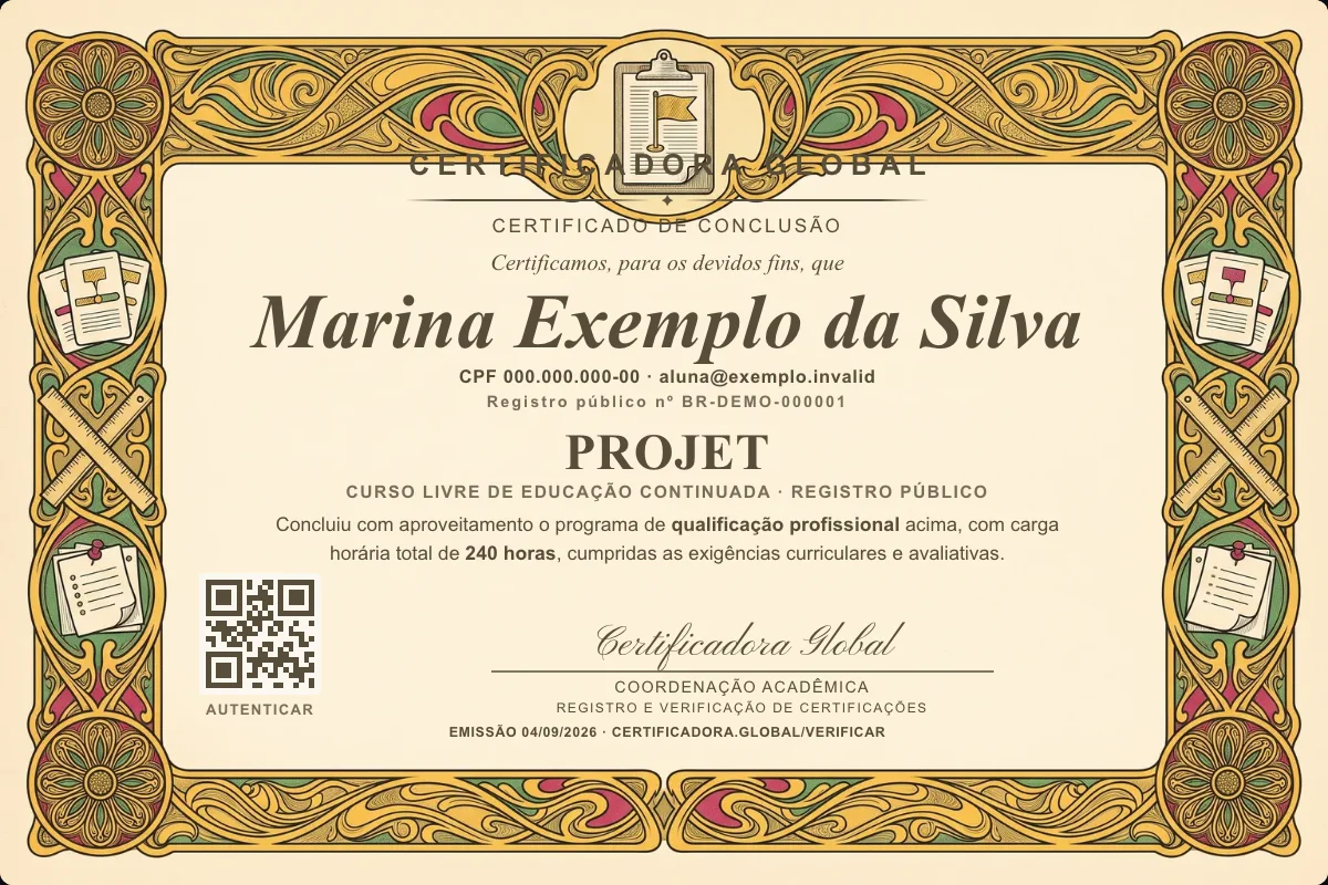 Capa do curso Projet