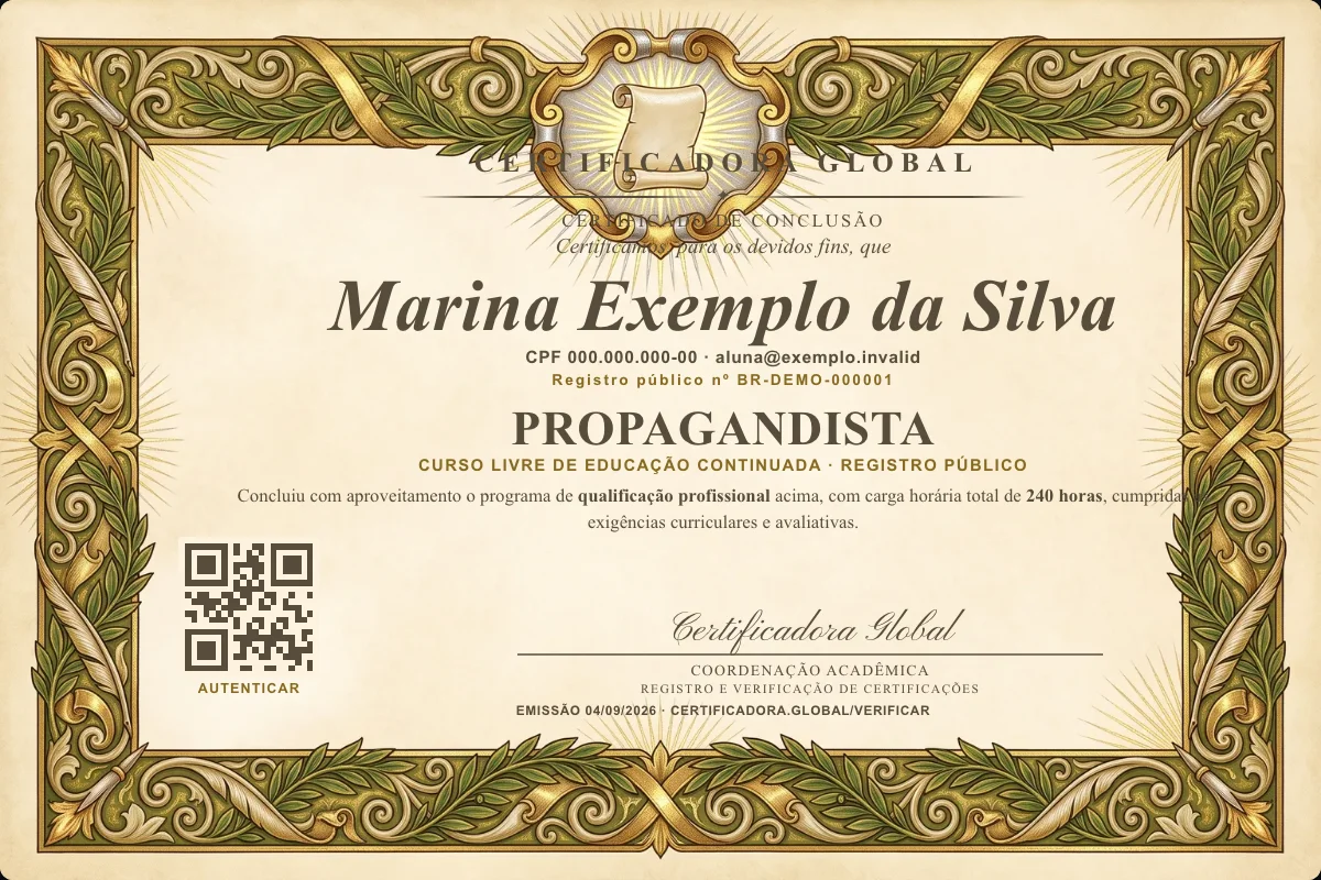 Capa do curso Propagandista