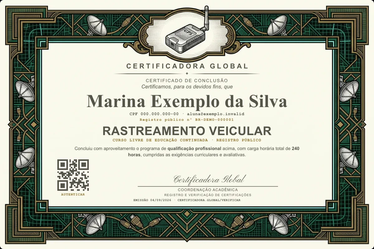 Capa do curso Rastreamento Veicular