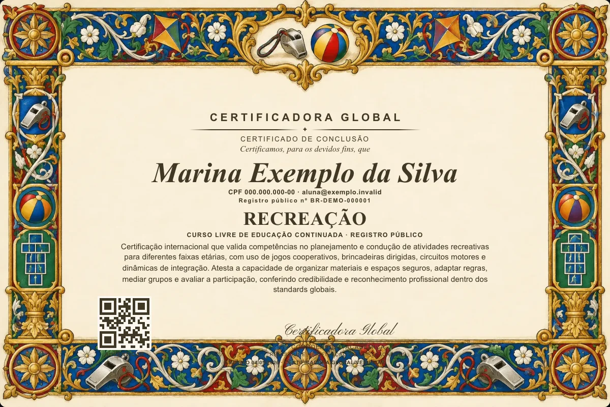 Capa do curso Recreação