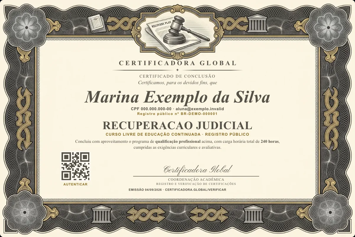 Capa do curso Recuperacao Judicial