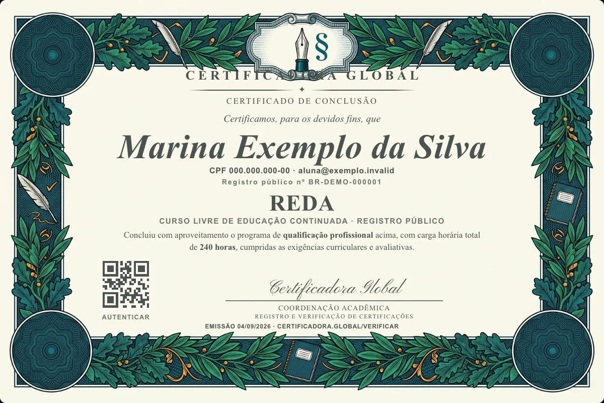 Capa do curso Reda