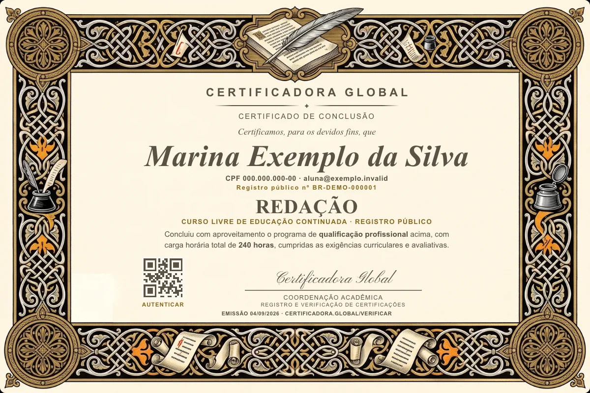 Capa do curso Redação
