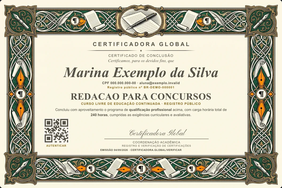 Capa do curso Redacao para Concursos