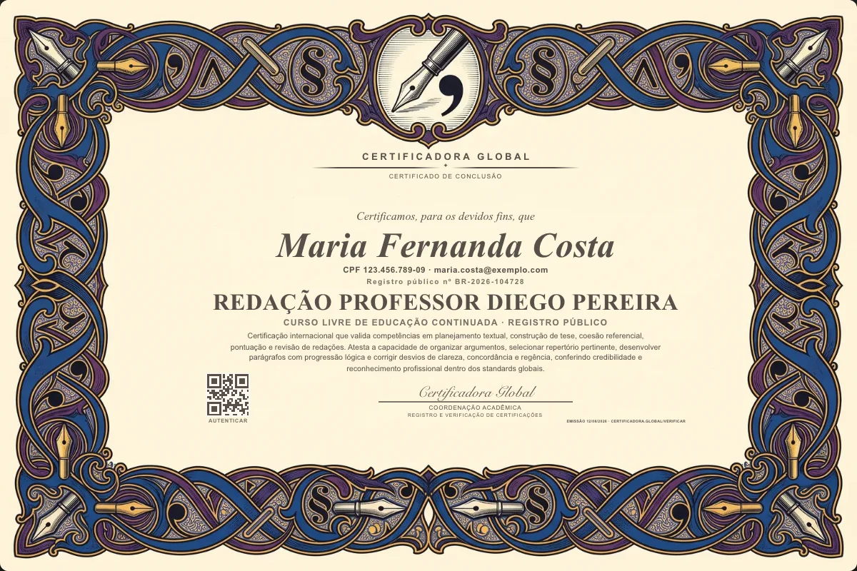 Capa do curso Redação Professor Diego Pereira