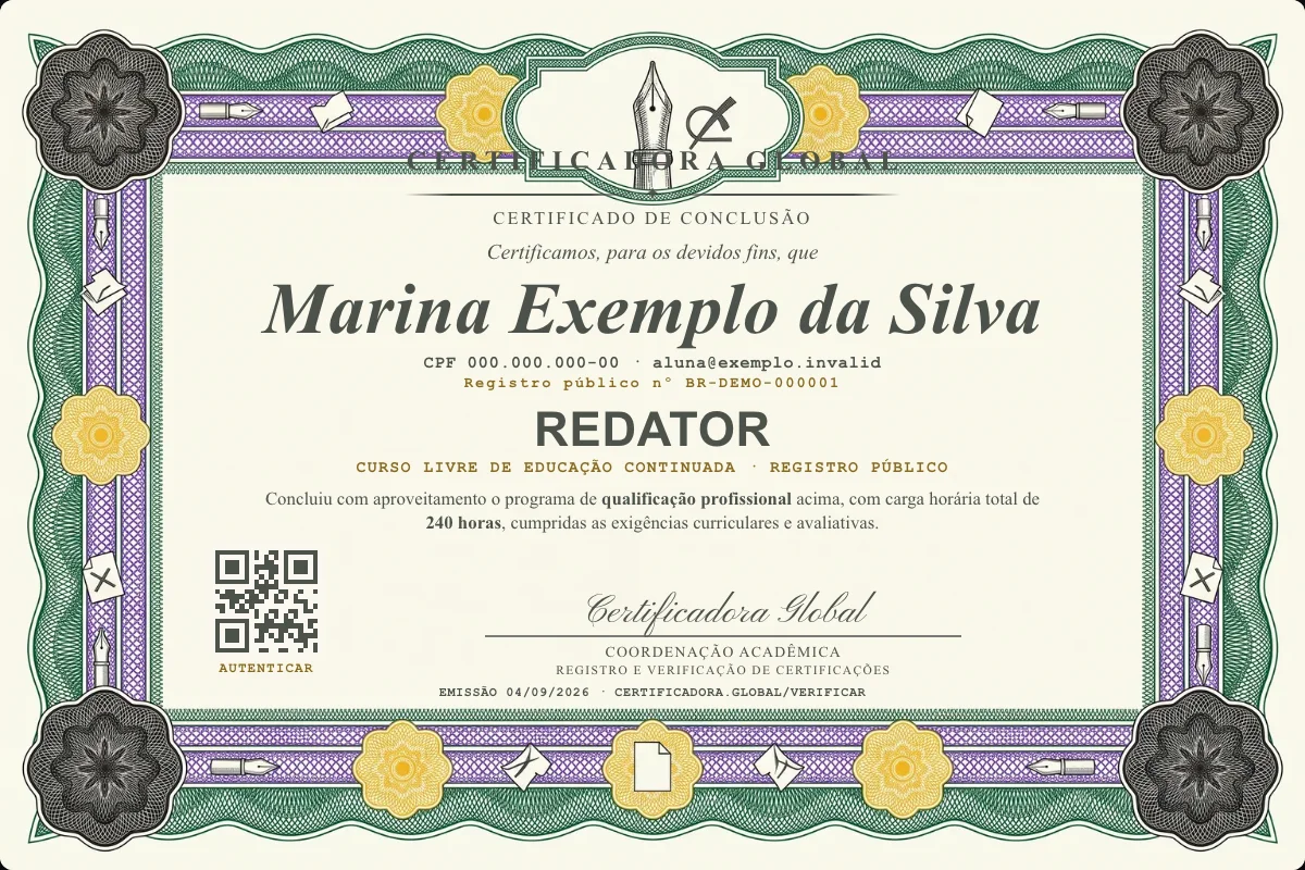 Capa do curso Redator