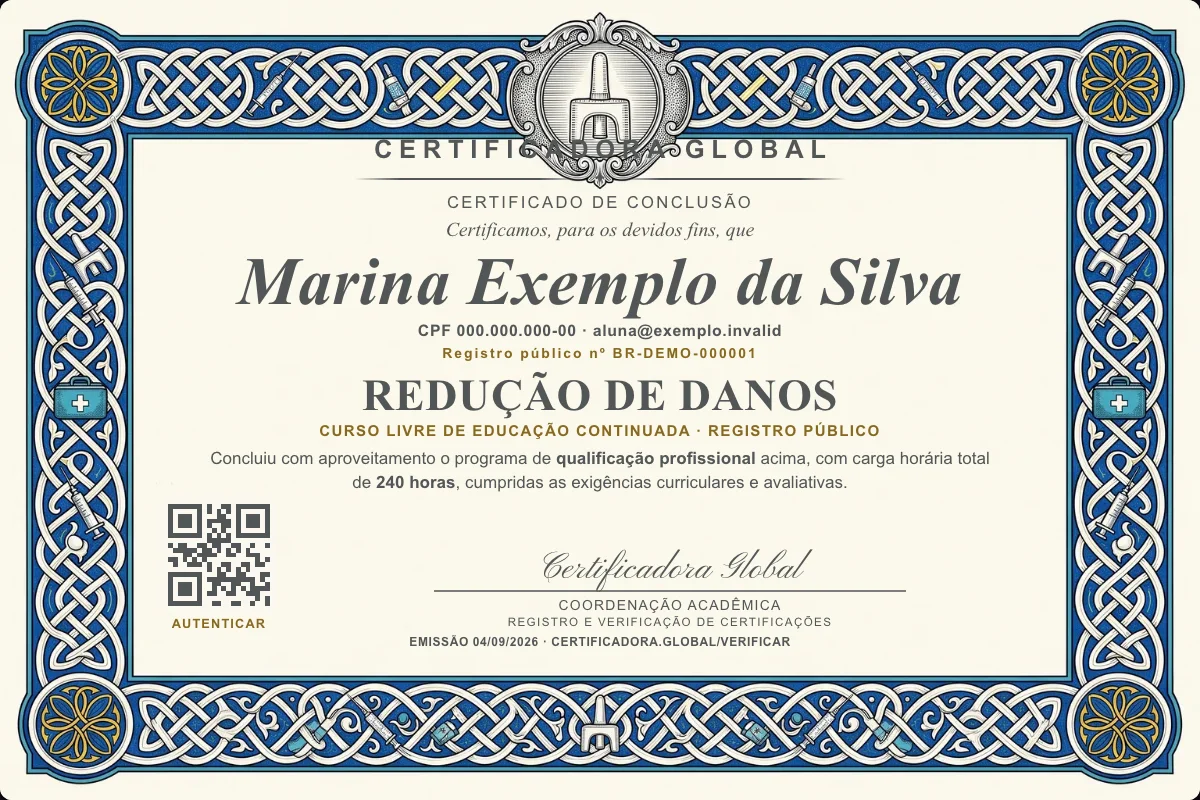 Capa do curso Redução de Danos