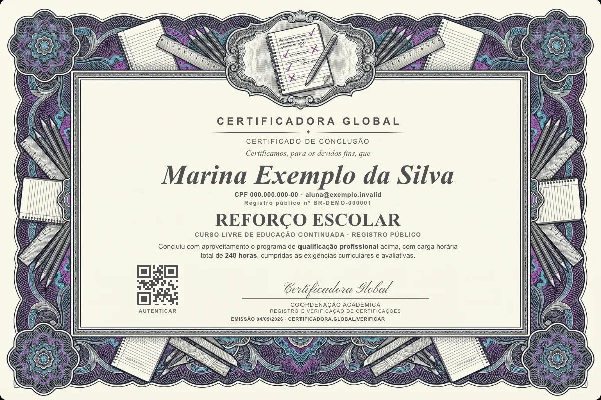 Capa do curso Reforço Escolar