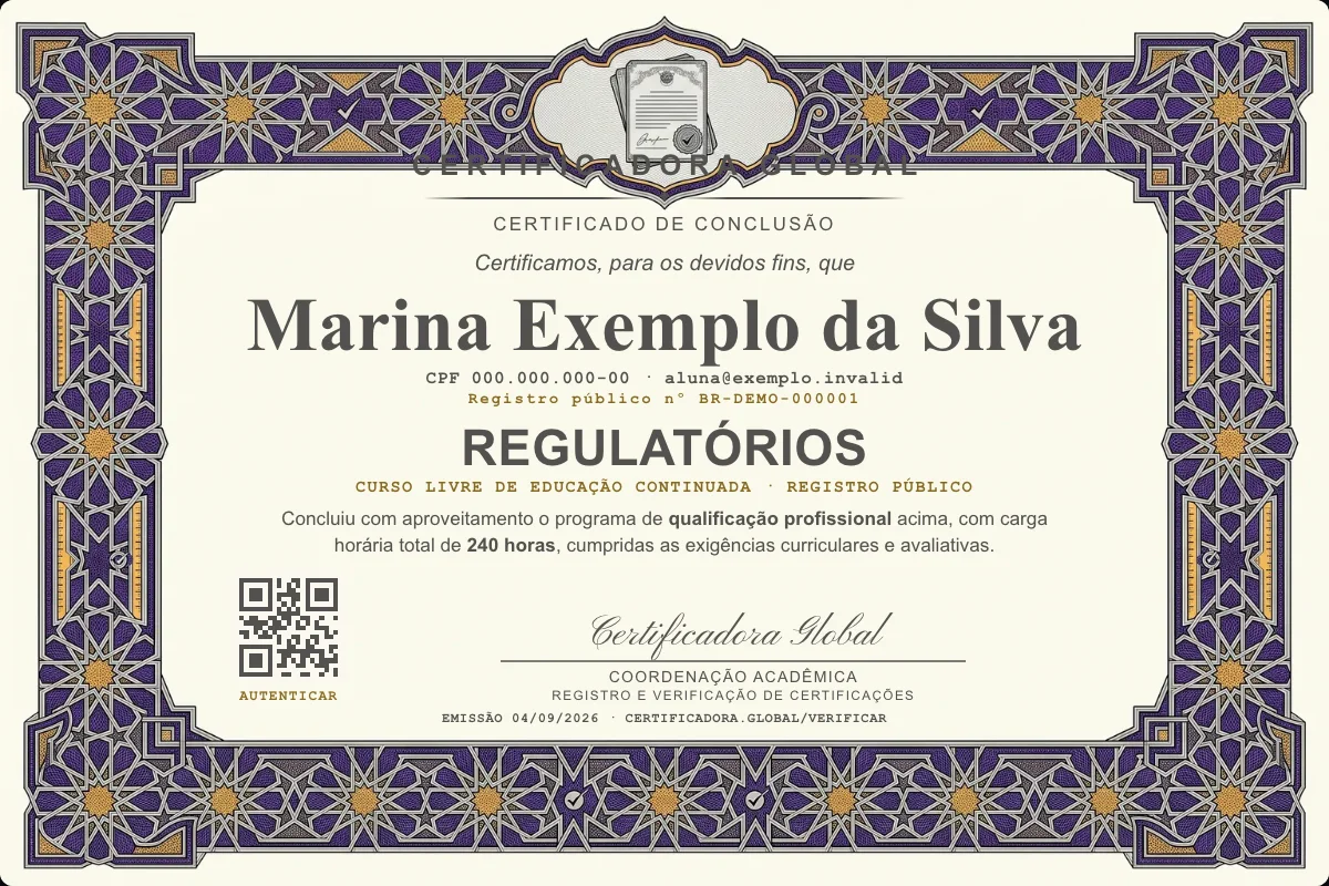 Capa do curso Regulatórios