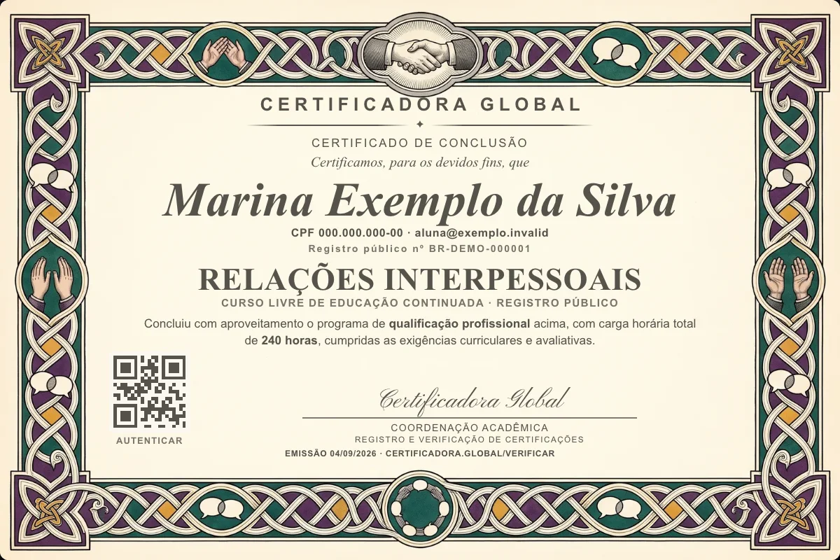 Capa do curso Relações Interpessoais