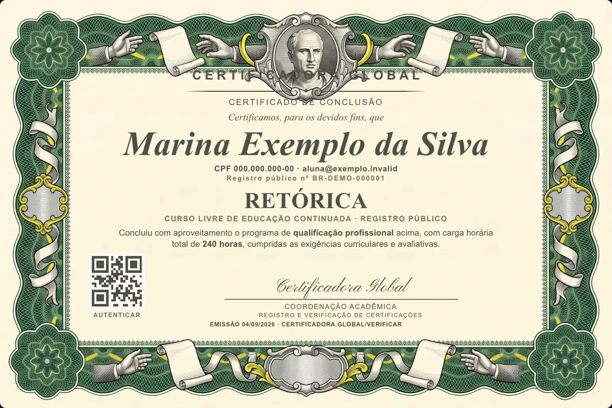 Capa do curso Retórica