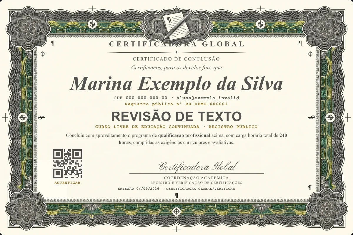Capa do curso Revisão de Texto