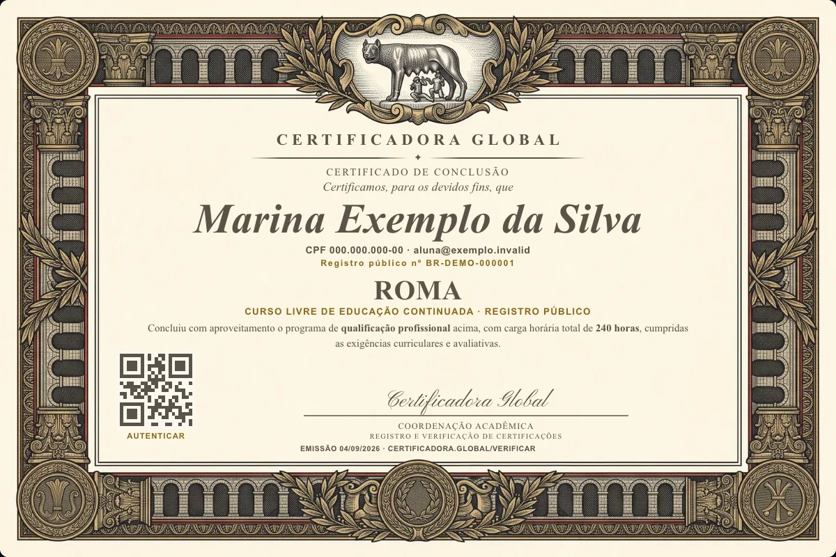 Capa do curso Roma