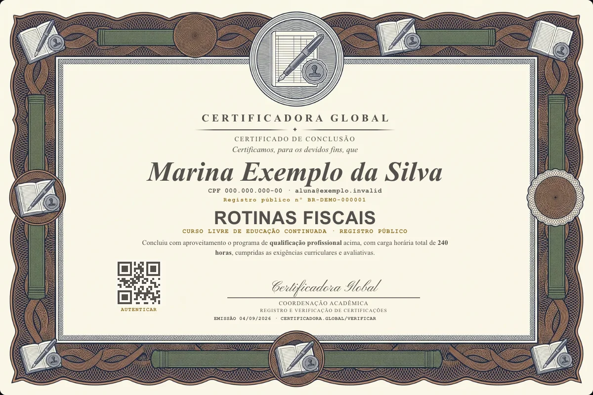 Capa do curso Rotinas Fiscais