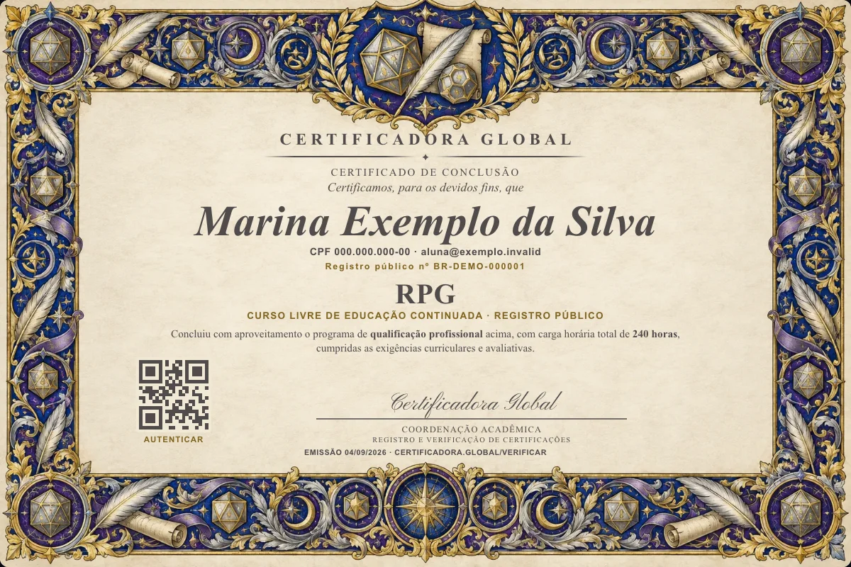 Capa do curso Rpg