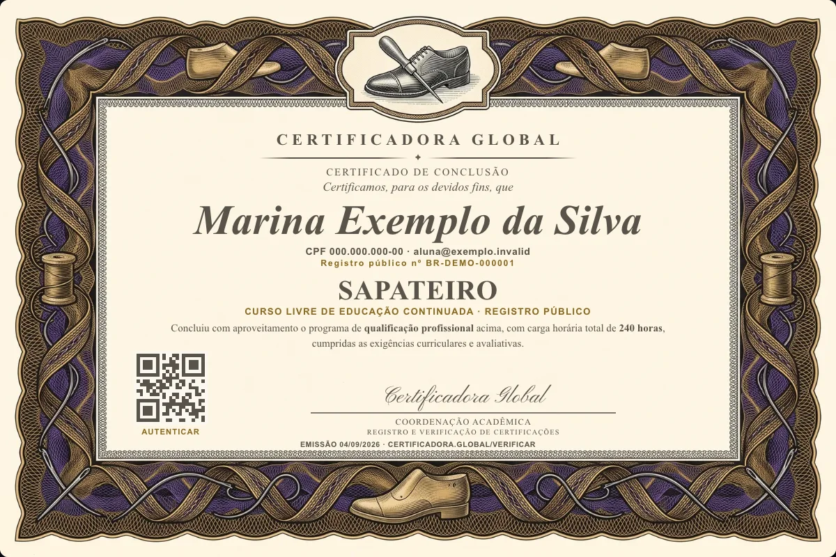 Capa do curso Sapateiro