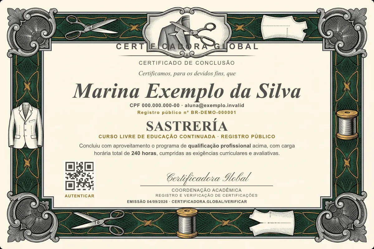 Capa do curso Sastrería