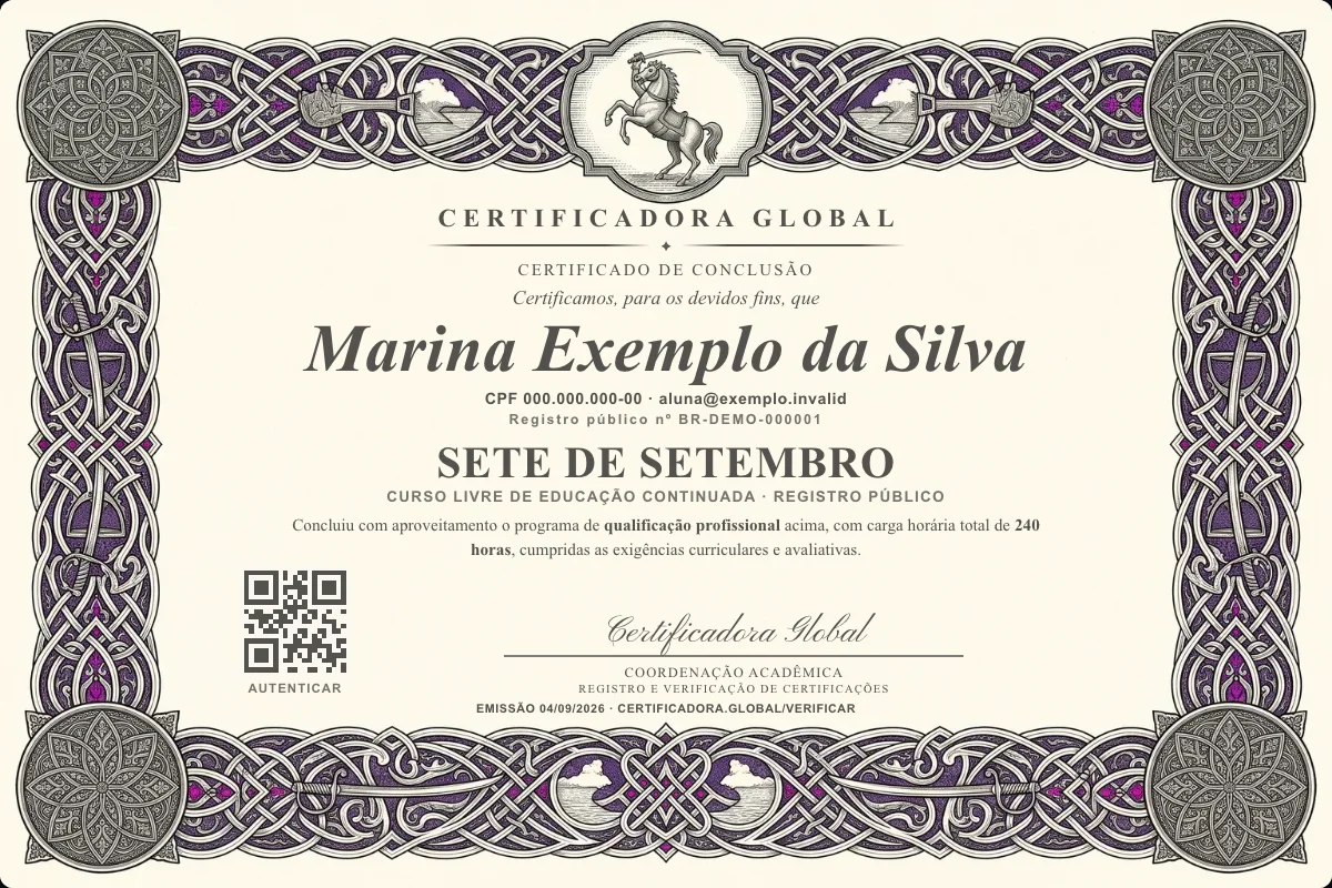 Capa do curso Sete de Setembro