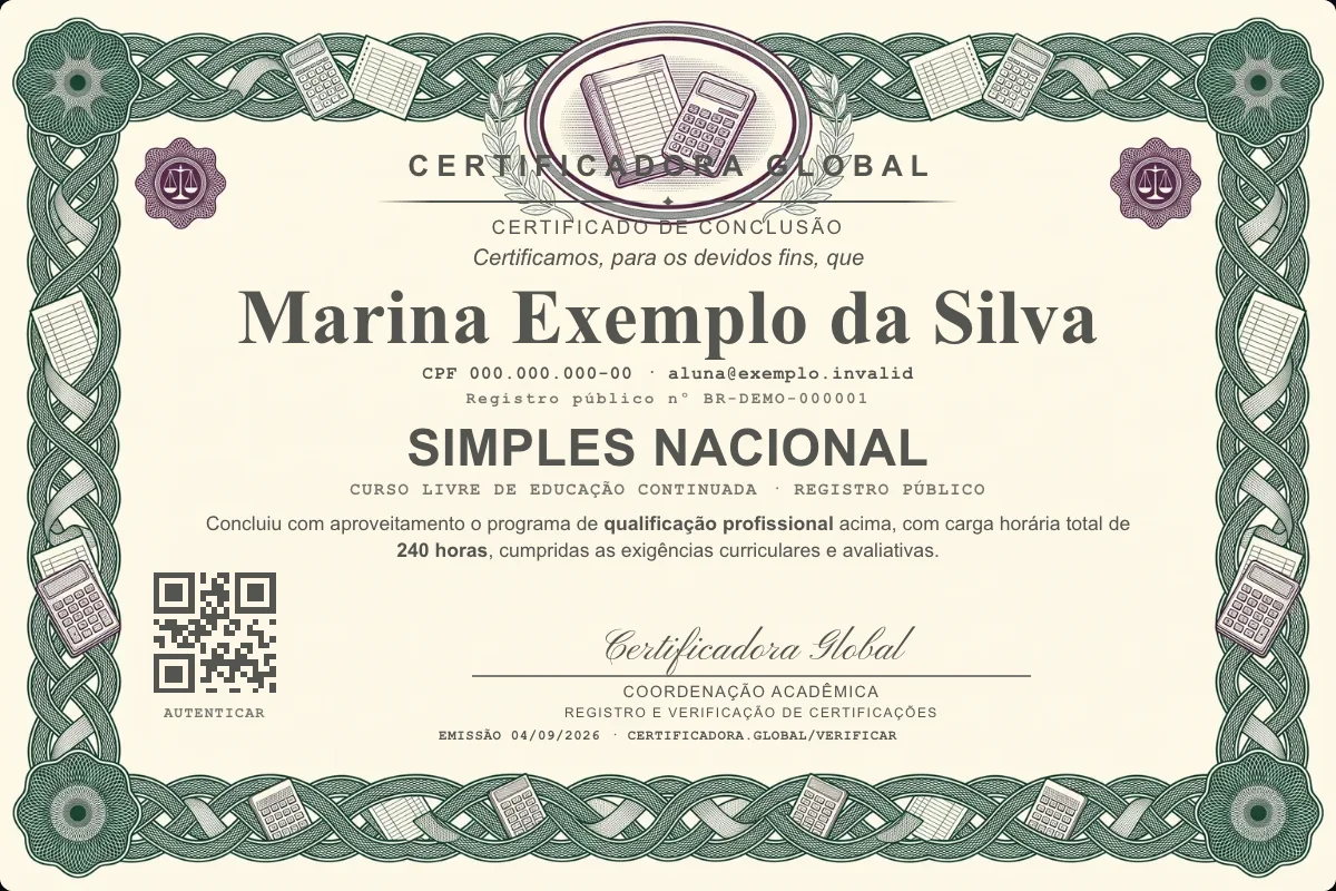Capa do curso Simples Nacional