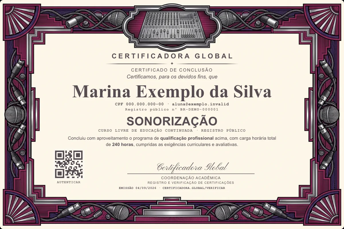 Capa do curso Sonorização