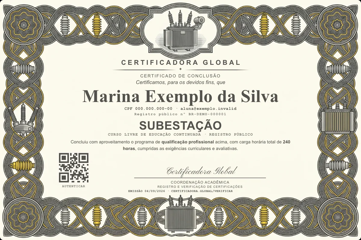 Capa do curso Subestação