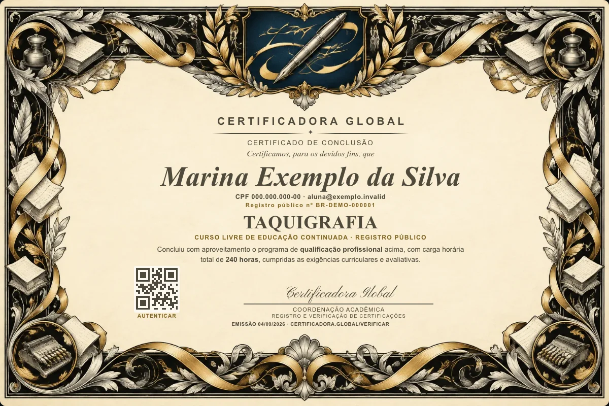 Capa do curso Taquigrafia