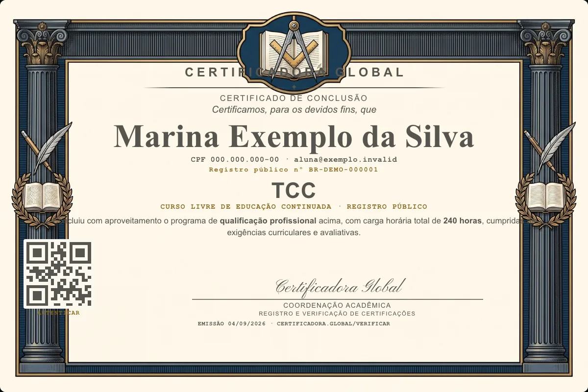 Capa do curso TCC
