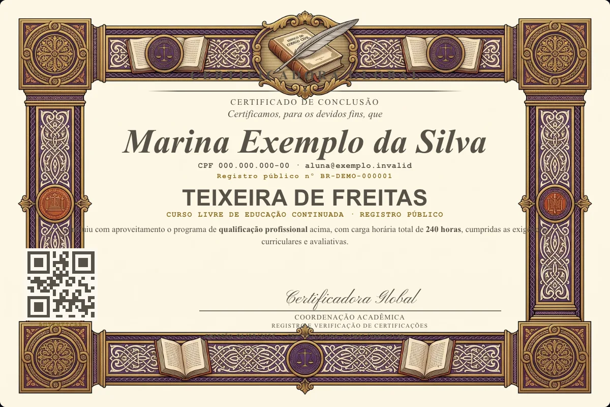 Capa do curso Teixeira de Freitas